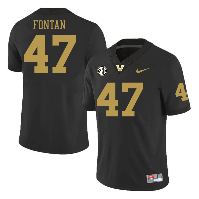 Vanderbilt Commodores #47 Isaiah Fontan College Football Jerseys 2024 Uniforms Stitched-Black